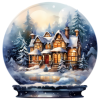 Snow Globes Christmas Watercolor Sublimation AI Generative png