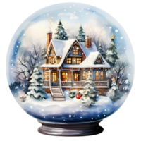 neige globes Noël aquarelle sublimation ai génératif png