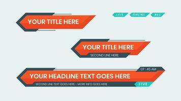 Lower third set for news, entertainment or event. Modern lower third with orange color. vector