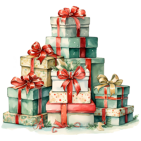 Gift Boxes with Ribbons Watercolor AI Generative png