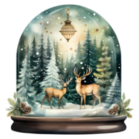 neige globes Noël aquarelle sublimation ai génératif png