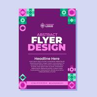 Flat geometric flyer template vector