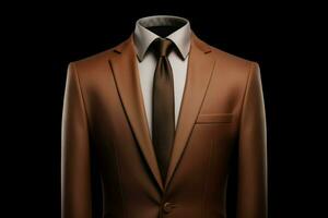 Elegant men brown suit model. Generate Ai photo