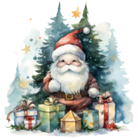 jul gnome med gåvor vattenfärg ai generativ png
