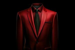 Elegant men red suit studio. Generate Ai photo