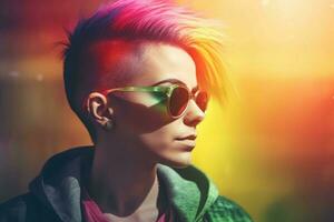 Hipster punk girl. Generate Ai photo