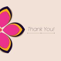 thank you template with paper flower vector