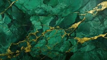 Green marble with golden veins. Green golden natural texture of marble. photo