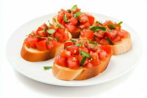 Plate bruschetta. Generate Ai photo