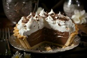 Chocolate cream pie food. Generate Ai photo