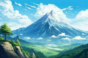 Mountains anime visual novel game. Generate Ai photo