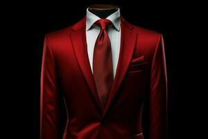 Elegant men red suit. Generate Ai photo