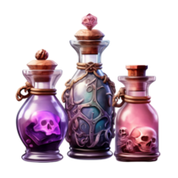 AI Generative Watercolor witch magic potion on transparent background png