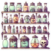 AI Generative Watercolor witch magic potion on transparent background png