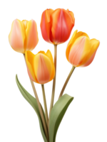 AI Generative watercolor colorful tulip flower on transparent background png