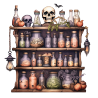 AI Generative Watercolor witch magic potion on transparent background png