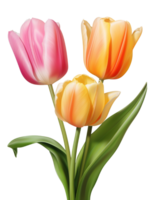 ai generativo aguarela colorida tulipa flor em transparente fundo png