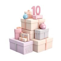 3D generative 3D pastel gift present box for Black Friday sale, birthday png