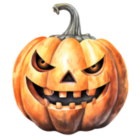 AI Generative Watercolor pumpkin jack o lantern Halloween theme on transparent background png