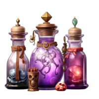 AI Generative Watercolor witch magic potion on transparent background png