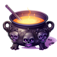 AI generative watercolor magic witch potion Halloween festival on transparent background png