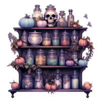 AI Generative Watercolor witch magic potion on transparent background png