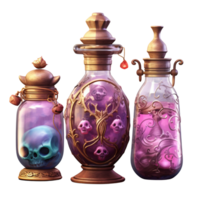 AI Generative Watercolor witch magic potion on transparent background png