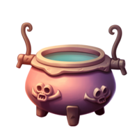 AI Generative Watercolor witch cauldron Halloween theme on transparent background png