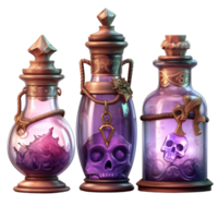 AI Generative Watercolor witch magic potion on transparent background png