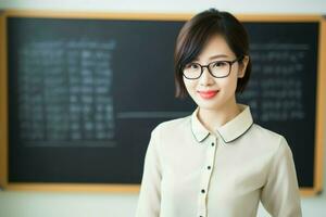 Female teacher red lips. Generate Ai photo