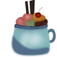 Cup of ice cream and candy bar png