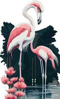 Pink Christmas Flamingo Design vector