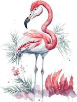 Pink Christmas Flamingo Design vector