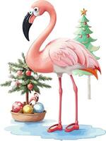 Pink Christmas Flamingo Design vector
