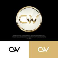 CW Initial Modern Luxury Emblem Logo Template for Business vector