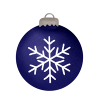 dark blue Christmas ball for decorate with white snow on top, no background png