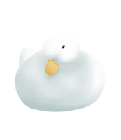 Drawing white cute chubby duck cartoon is laying no background png