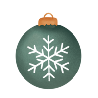 green Christmas ball for decorate with white snow on top, no background png