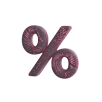 Percent Sign with Fabric Material 3D Render png