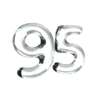 Number 95 3D Render with Glass Material png