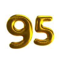 número 95 3d hacer con oro material png
