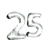 Number 25 3D Render with Glass Material png
