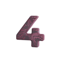 número 4 com tecido material 3d render png