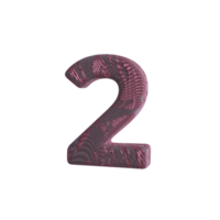 Number 2 with Fabric Material 3D Render png