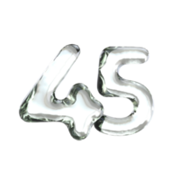 Number 45 3D Render with Glass Material png