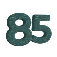 Number 85 3D Render with Green Fabric Material png