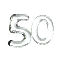 Number 50 3D Render with Glass Material png