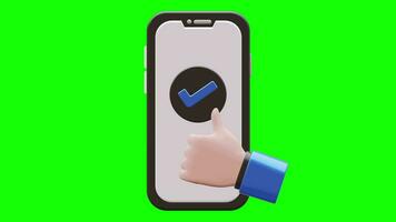 3d verified smartphone animering med grön skärm bakgrund video