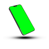 App demonstration mockup. Realistic mobile phone frame only, mockup with green chroma key screen, cellphone app template. png