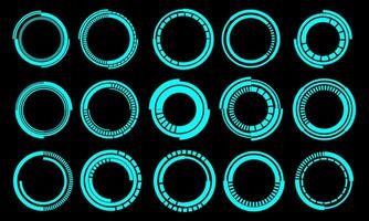 Set of sci fi blue circle user interface elements technology futuristic design modern creative on black background vector